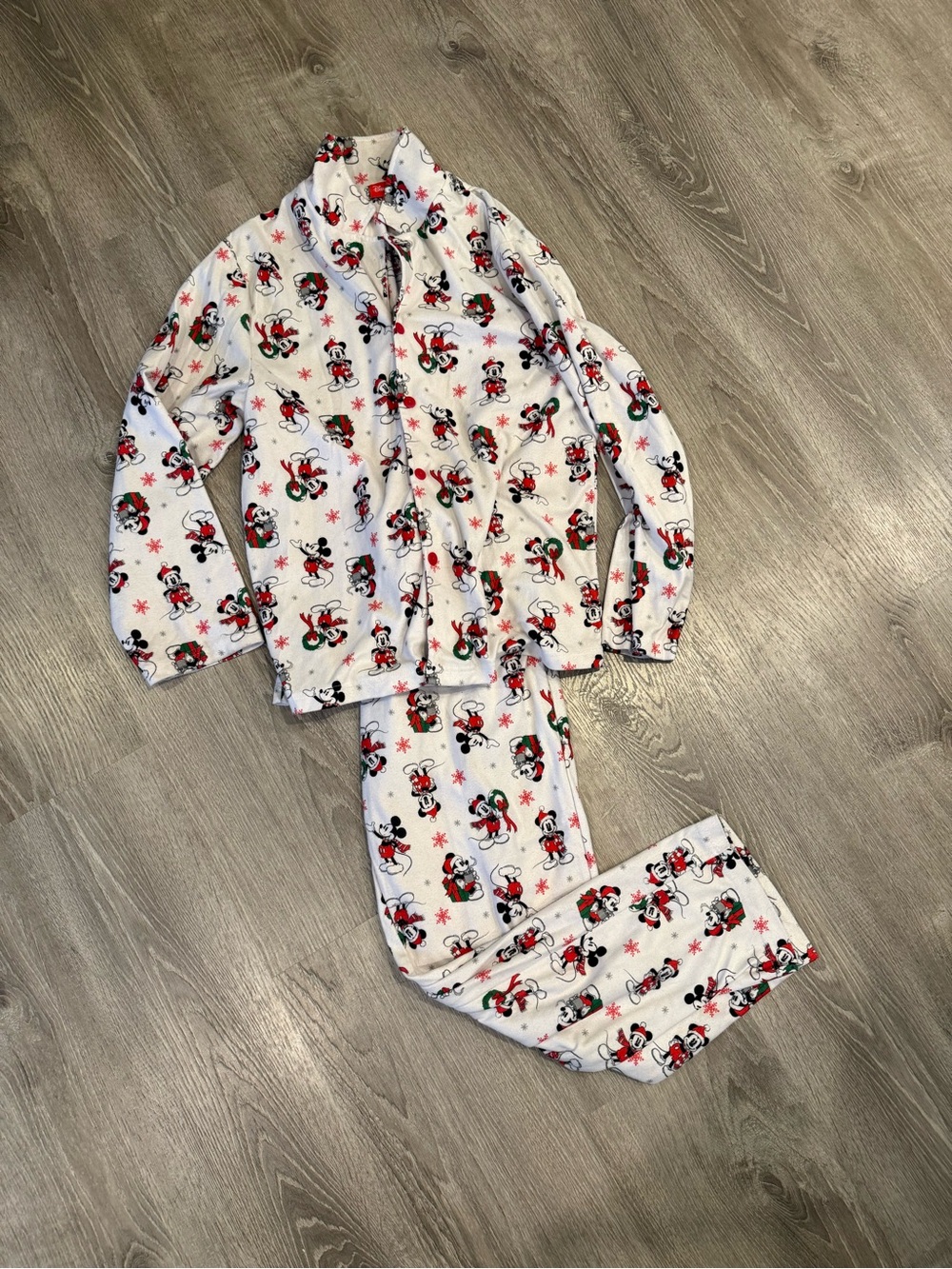 Disney Mickey and Minnie Christmas Themed Pajamas Adult Size Small
